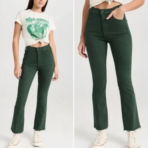 Mother The Hustler Ankle Fray Jeans Second Chance High Rise Black Forest Size 28 - Picture 1 of 16